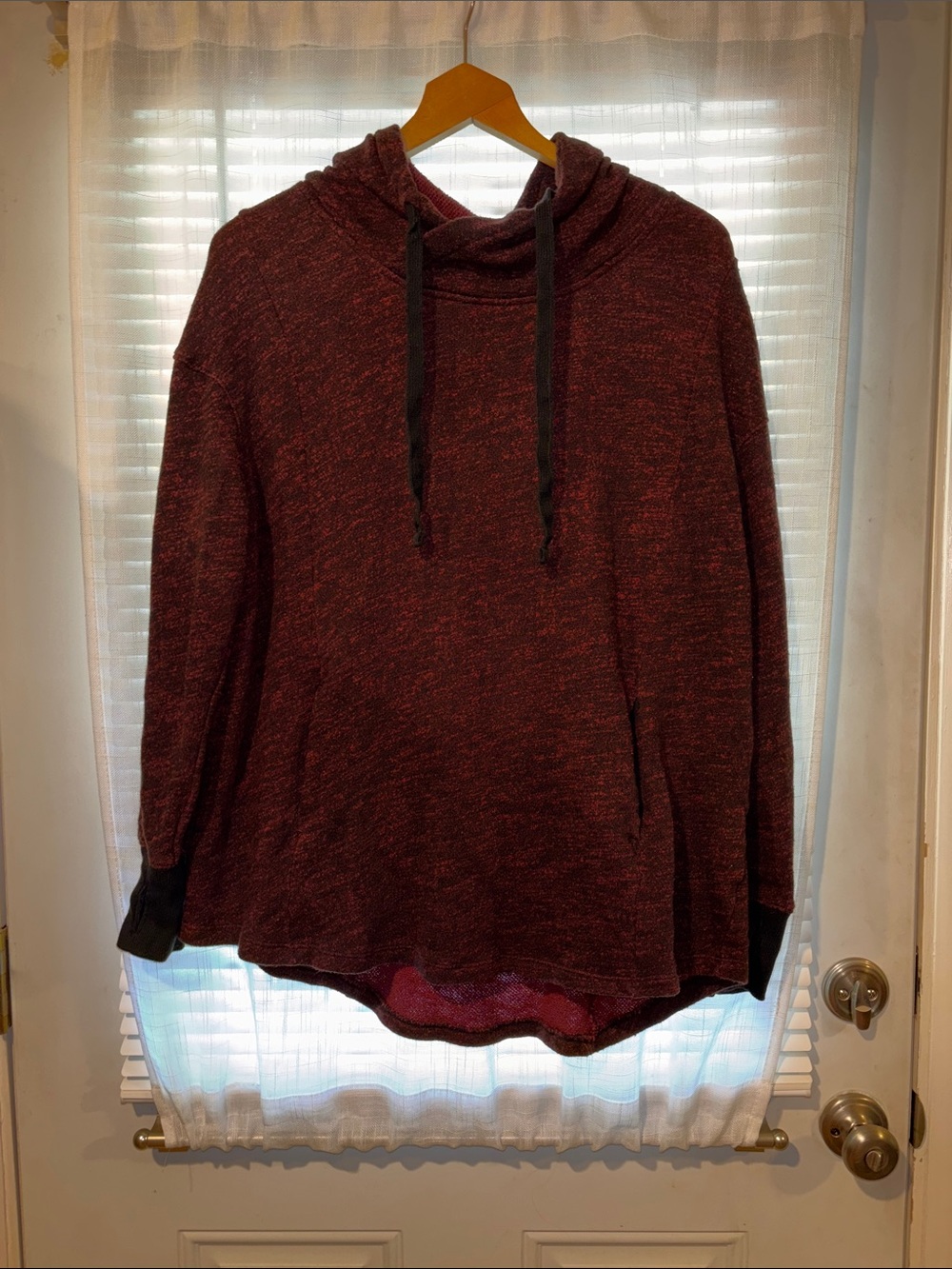 Mossimo Supply Co. Marled Burgundy Pullover Hoodie with Black Trim